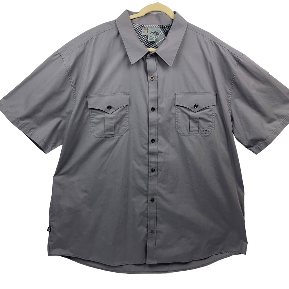 VTG Miskeen Originals Men’s Grey Short Sleeve Button Up Skateboarding Shirt 5XL